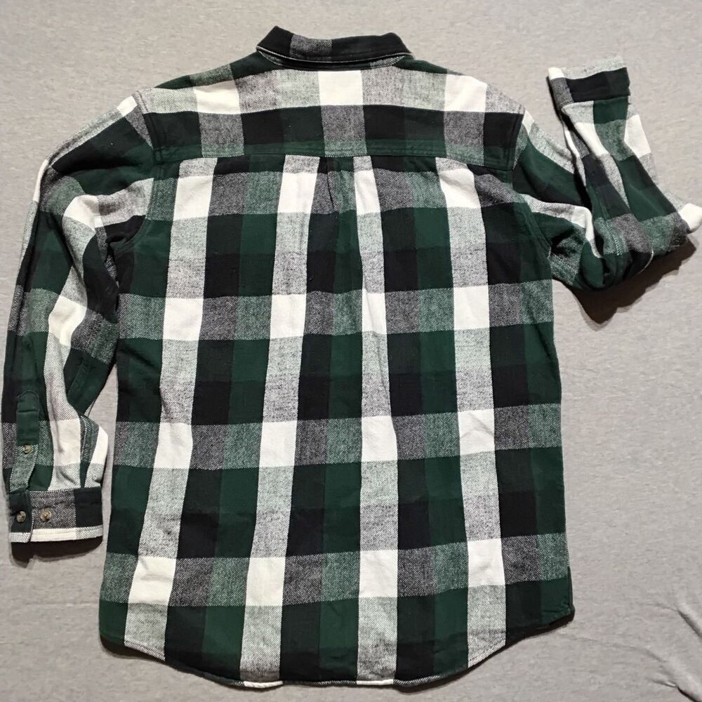 Winter Run Green Black Buffalo Check Heavy 100% Cotton Long Sleeve Shirt Large